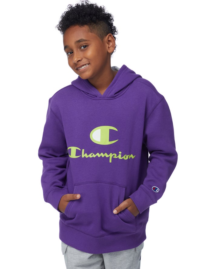 Champion Hoodie Jongens - Paars - Fleece C + Script Logos ( 571948-BVH )